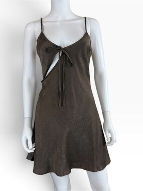Princess Polly NWT Brown Linger Cutout Bias Minidress Size 4 P0976